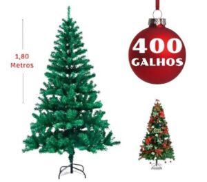 Imagem de Árvore de Natal Pinheiro Grande Cheia Verde 1,80m 400 Galhos Bela Flor