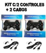 Imagem de 2 Controles Ps3 Playstation Sem Fio + Cabo Carregador