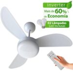 Imagem de Ventilador de Teto Ventisol Fênix Branco Inverter Controle Remoto, 02 Lâmpadas Led Inclusas - Bivolt