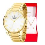 Imagem de Relógio Feminino Champion Dourado Elegance CN27652W Prova D Agua