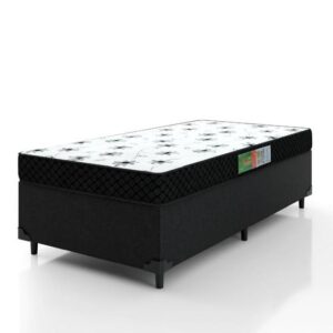 Imagem de Cama Box Solteiro Colchão Espuma 88x188x50cm Polar Branco / Preto