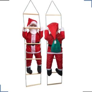 Imagem de Papai Noel Subindo Escada Boneco Extra Grande 70cm escada 110cm