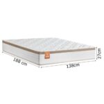 Imagem de Cama Box Casal Colchão Molas Ensacadas Real 138x188x65cm Branco/Bege - Suporta até 130Kg Por Pessoa