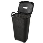 Imagem de Kit Cesto Organizador Multiuso 50L + Lixeira Pedal Rattan 7L