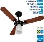 Imagem de Ventilador de Teto Tron Marbela 110v / 127v 130w Preto