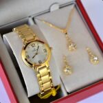 Imagem de Relogio champion feminino pequeno dourado cn28419w + kit semi joia