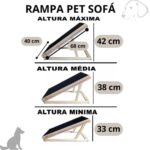 Imagem de Rampa Pet Antiderrapante Ajustável Regulável Madeira Maciça Gato e Cachorro PARA SOFÁ