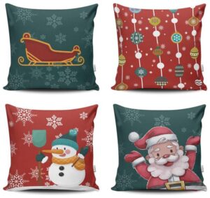 Imagem de Kit 4 Capas de Almofada Decorativas Estampadas - Natal 1