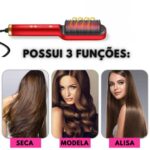 Imagem de Escova Alisadora Pente Secadora Profissional Seca Modela Cabelo 3 Em 1