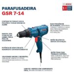 Imagem de Parafusadeira e furadeira Bosch GSR 7-14 400W com cabo de 4m