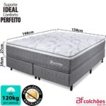 Imagem de Cama Box Queen Colchão Smart Spring Mola Ensacada e Pillow Top de Espuma Viscoelástico 158x198x61cm - BF Colchões