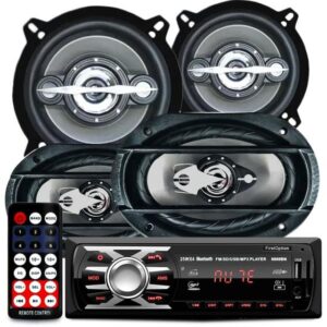 Imagem de Kit Falante 6x9 + 5 Pol + Rádio Bluetooth Carro Mp3 Usb 310w