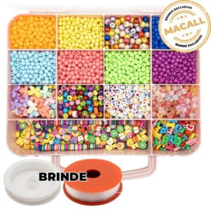 Imagem de Kit Miçanga Bijuteria Colar Pulseira Brinco 1400pçs Diversas + Caixa Divisória