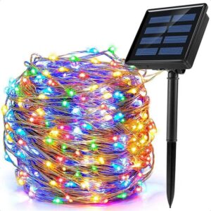 Imagem de Fio Fada Cordão Pisca Pisca Solar Decoração Enfeite Luzes de Natal Jardim 200 Lâmpadas 20m Colorido