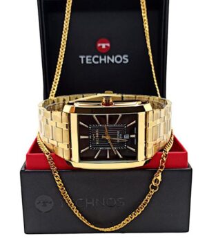 Imagem de Relógio Technos Executive Masculino Dourado Quadrado Original 2117LDM/1P