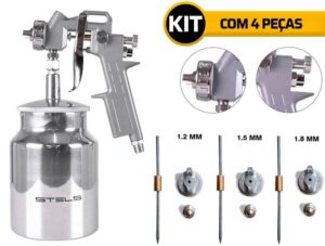 Imagem de Pistola Para Pintura Por Sucção 1000m + Bicos 1.2, 1.5, 1.8