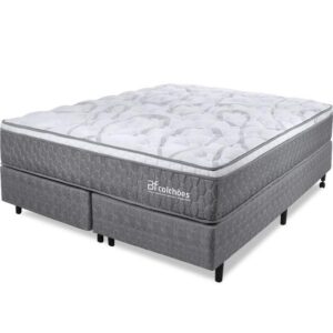 Imagem de Cama Box Queen Colchão Smart Spring Mola Ensacada e Pillow Top de Espuma Viscoelástico 158x198x61cm - BF Colchões