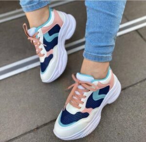 Imagem de Tênis Feminino Sneaker Branco/ Colorido Academia Plataforma Blogueiras Super Confortavel