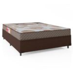 Imagem de Cama Box Casal Colchão Espuma D20 Esplanada 138x188x52cm Marrom - Suporta até 70Kg Por Pessoa