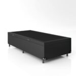 Imagem de Cama Box Baú Solteiro - 44x88x188cm - Couro Preto