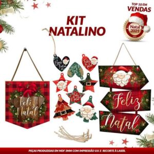 Imagem de Kit Enfeites para Natal Papai Noel Decoração Frases Parede