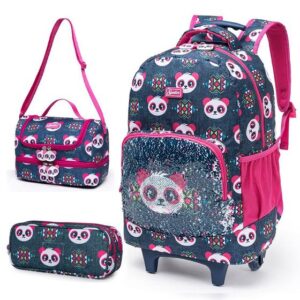 Imagem de Kit Mochila de Rodinha + Lancheira + Estojo Spector de Panda