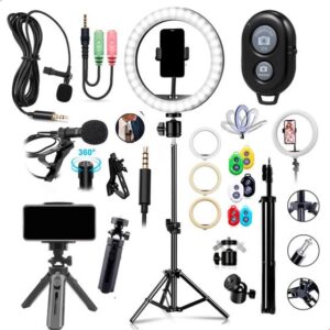 Imagem de Hing Light Profissional Iluminador Luz Led + Mini Tripé + Microfone de Lapela + Controle Selfie Kit Youtuber