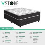 Imagem de Cama Box Casal Conjugada Benfica Ortopédica + Travesseiros Vstore 138x188x52cm