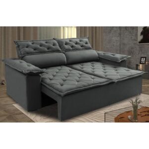 Imagem de Sofá Retrátil e Reclinável Cama inBox Compact 1,50m Tecido Suede Velusoft Cinza