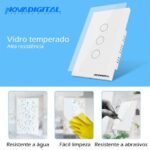 Imagem de Interruptor Touch Led 3 Botões Preto RF433Mhz Wifi Google Alexa Nova Digital