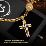 Imagem de Cordão de Ouro 18k Masculino Crucifixo Corrente Qualidade Moda Luxo