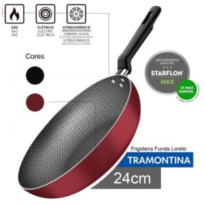 Imagem de Frigideira Funda Tramontina Loreto Antiaderente Starflon Max 24cm 2,2 L