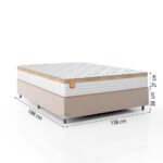 Imagem de Cama Box Casal Colchão Molas Ensacadas Real 138x188x65cm Branco/Bege - Suporta até 130Kg Por Pessoa