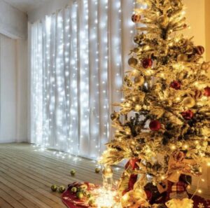 Imagem de Cortina Led Decoração 3x3m 300 Leds Branca Fria Bivolt Enfeite natalino Decoração casamento pisca pisca fio de fada quarto sala natal festa