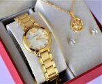 Imagem de Relogio champion feminino pequeno dourado cn28419w + kit semi joia