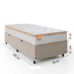 Imagem de Cama Box Baú Solteiro Colchão Molas Ensacadas Real 88x188x68cm Branco / Bege - Suporta até 130Kg