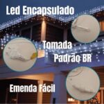 Imagem de Cascata 400 Leds 10 Metros Luz Branca Fixa - 127v