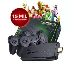 Imagem de Video Game Retrô 15 mil Jogos Console 4k 2 Controles Stick Portatil - Brasmidia