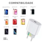 Imagem de Carregador 20W Turbo Fonte USB-C + Cabo 1M Compatível Iphone SE / X / XR/ 11 / 12/ 13 Mini Pro Max