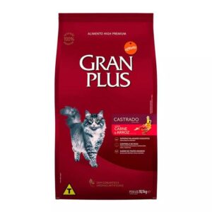 Imagem de Ração Gran Plus Gatos Castrados Carne e Arroz - 10,1Kg