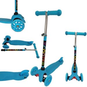 Imagem de Patinete Infantil Menino Azul 3 Rodas com Led Ajustável