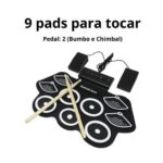 Imagem de Bateria eletrônica 6 Drums 5 Metal Silicone Portátil C Pedal