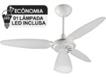 Imagem de Ventilador de Teto Ventisol Wind Light Branco 3 Pás, Cv3, 01 Lâmpada Led Inclusa