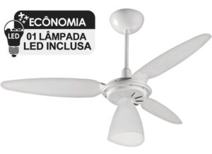 Imagem de Ventilador de Teto Ventisol Wind Light Branco 3 Pás, Cv3, 01 Lâmpada Led Inclusa