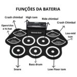 Imagem de Bateria eletrônica 6 Drums 5 Metal Silicone Portátil C Pedal