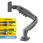 Imagem de Suporte Ergonômico Multiarticulado de Mesa para Monitor 17 a 35 ELG F98HDMI, Pistão à Gás, VESA, Preto - F98HDMI