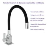 Imagem de Torneira Cozinha de Mesa Gourmet Mangueira Preta com Silicone