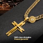 Imagem de Cordão de Ouro 18k Masculino Crucifixo Corrente Qualidade Moda Luxo