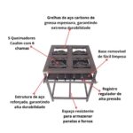 Imagem de Fogão Industrial 4 bocas Cinza Alta Pressão + Kit Mangueira