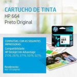 Imagem de Cartucho HP 664 preto Original (F6V29AB) Para HP Deskjet 2136, 2676, 3776, 5076, 5276